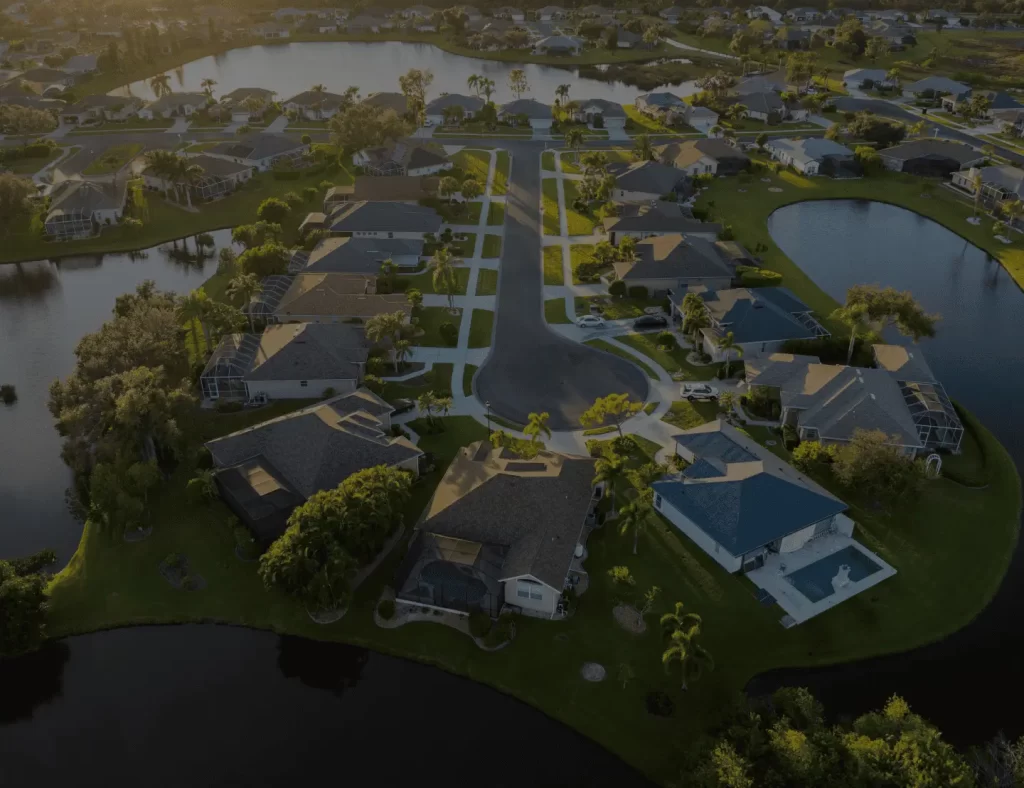 Aerial view of an HOA community maintained by Green Image